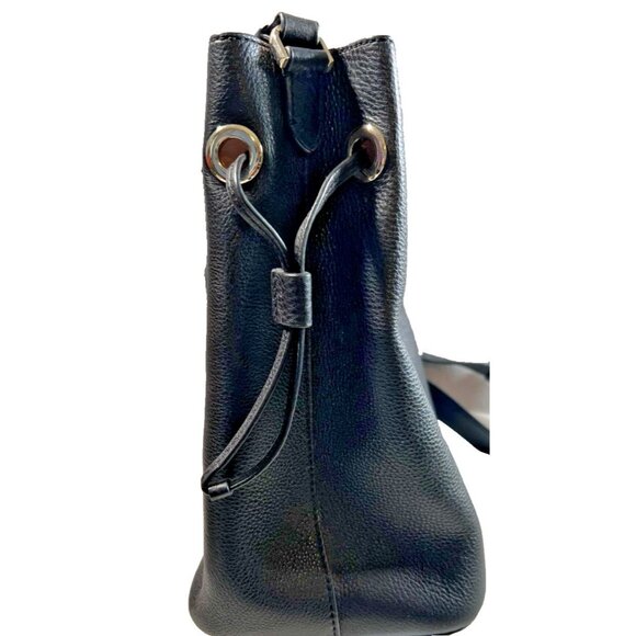 Kate Spade Black Crossbody Bucket Bag Womens Black Pebbled Leather Gold Accent - Picture 3 of 8